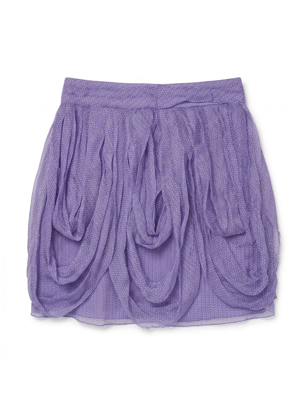 100% Silk Emporio Armani Purple Lavender Polka Dot Bubble Tulip Skirt